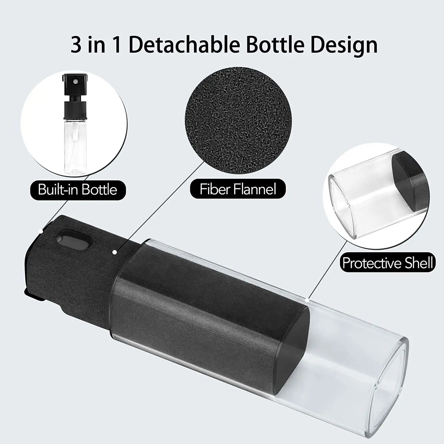 2-in-1 Screen Cleaning Spray with Microfiber Cloth for Mobile Phones, Tablets, and PCs